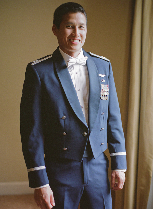 groom stands in military air force dress - sweet southern military style wedding photo by Charleston wedding photographer Virgil Bunao